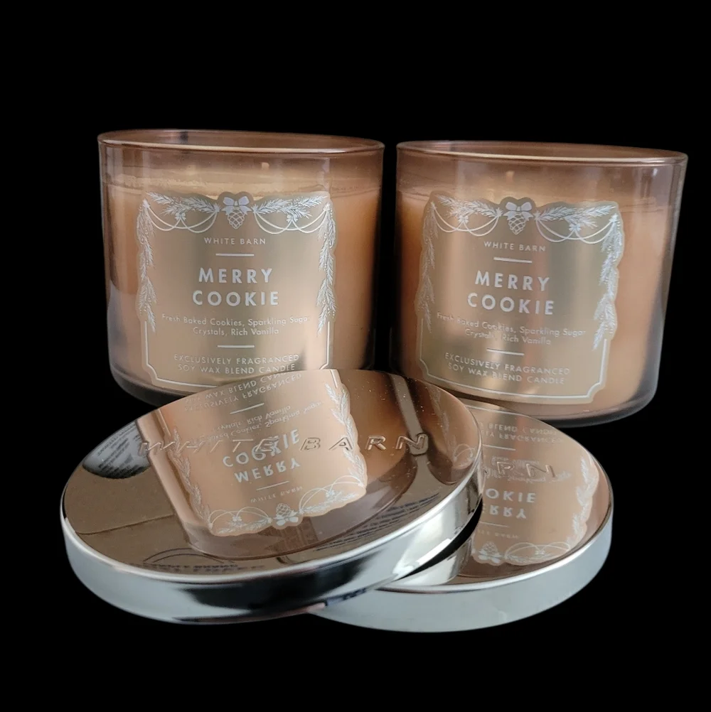 2pc White Barn Merry Cookie 3-Wick Candles - NEW!! - Picture 2 of 2